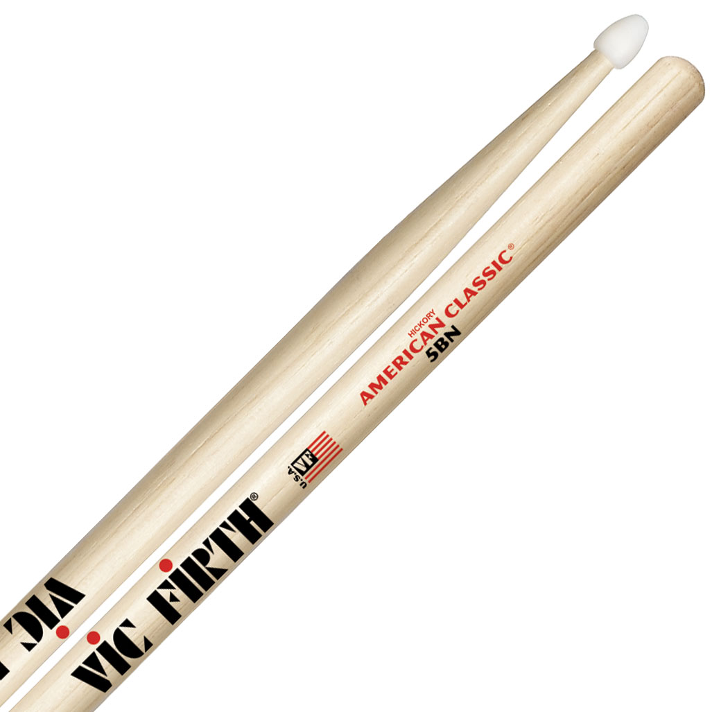 VIC FIRTH AMERICAN CLASSIC 5BN NYLON TIP HICKORY DRUMSTICKS