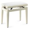 STAGG HIGHGLOSS PIANO BENCH IVORY WITH WHITE VELVET TOP
