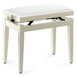 STAGG HIGHGLOSS PIANO BENCH IVORY WITH WHITE VELVET TOP