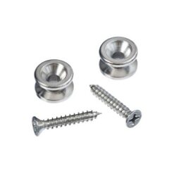 DADDARIO PLANET WAVES PWEP 202 SOLID BRASS STRAP BUTTON CHROME 2 PACK