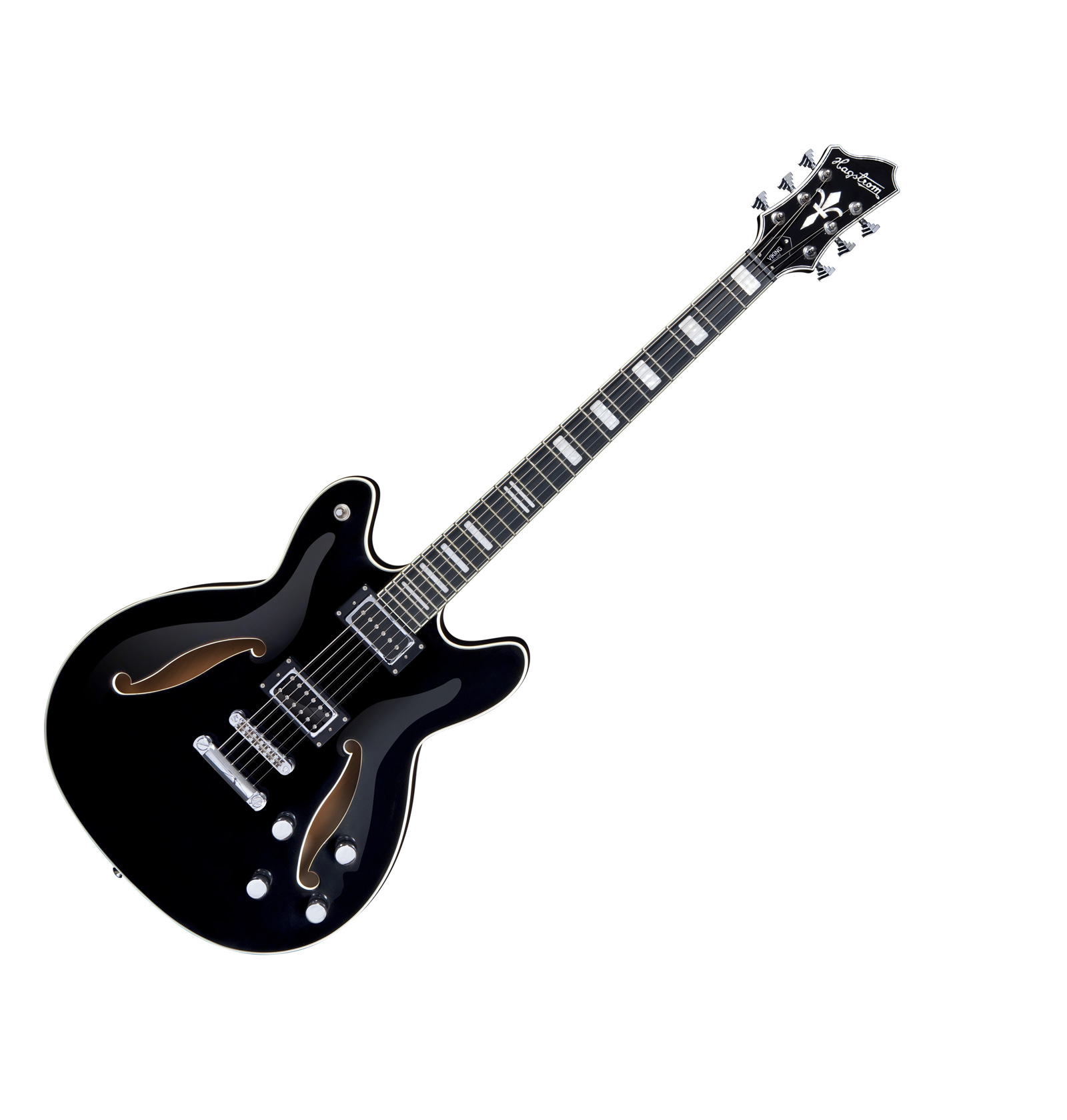 HAGSTROM VIKING DELUXE BARITONE SEMI-HOLLOW BODY ELECTRIC GUITAR BLACK