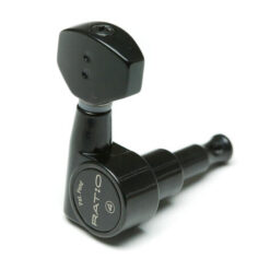 RATIO MACHINE HEADS PRN-2721-B0 ELECTRIC 6-IN-LINE (LEFT / BASS SIDE) MINI CONTEMPORARY BUTTON 2-PIN BLACK