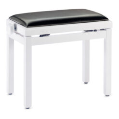 STAGG PB39 MATT WHITE PIANO BENCH WITH BLACK VINYL TOP