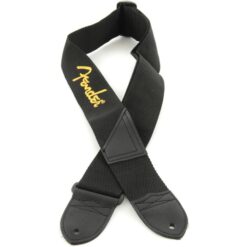 FENDER POLYESTER STRAPS BLACK WITH YELLOW LOGO
