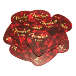 FENDER 351 SHAPE PREMIUM CELLULOID PICKS THIN RED MOTO 12-PACK