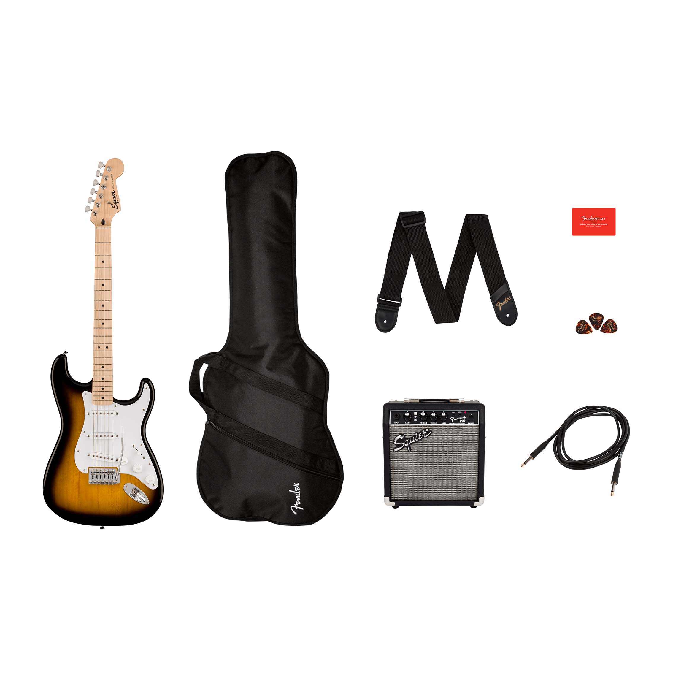 SQUIER SONIC STRATOCASTER PACK 2-COLOR SUNBURST 10G
