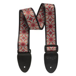 STAGG TERYLENE GUITAR STRAP WITH MANDALA PATTERN RED