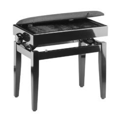 STAGG HIGHGLOSS BLACK PIANO BENCH WITH SPARE CASE AND VELVET TOP