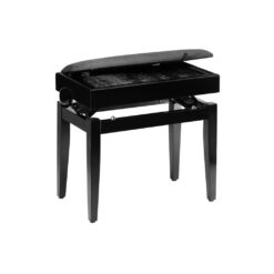 STAGG MATT BLACK PIANO BENCH WITH SPARE CASE AND VELVET TOP