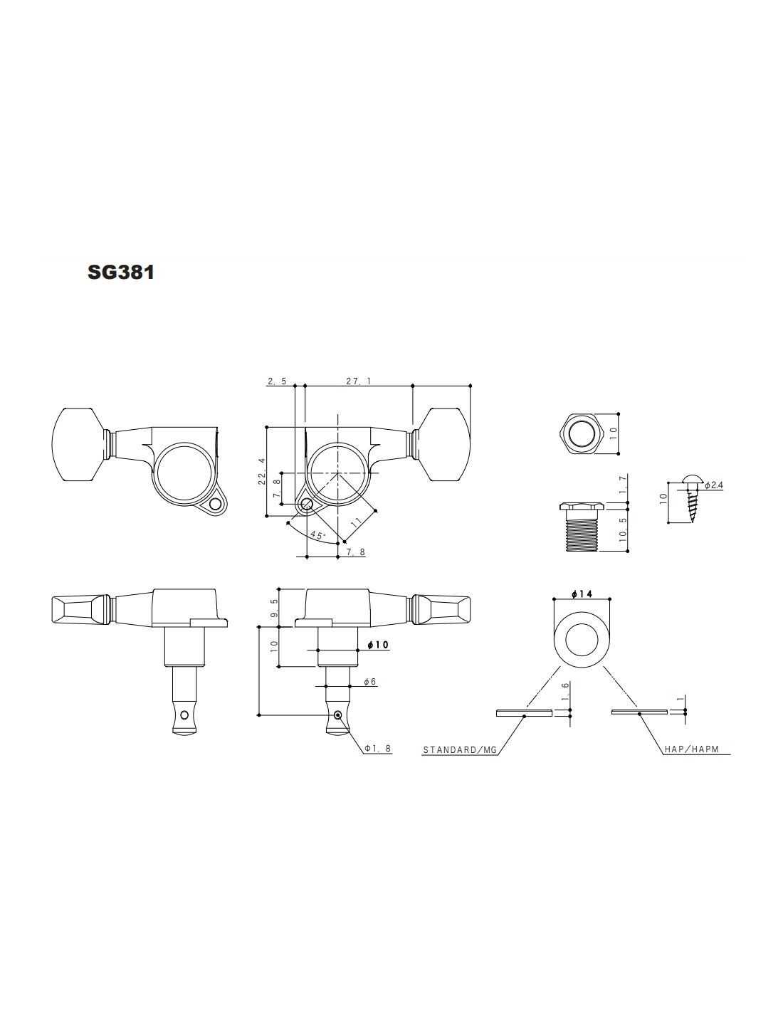 GOTOH SG381-07 MACHINE HEAD SET CHROME 3+3 - Image 2