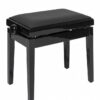 STAGG HIGHGLOSS BLACK HYDRAULIC PIANO BENCH WITH BLACK VINYL TOP